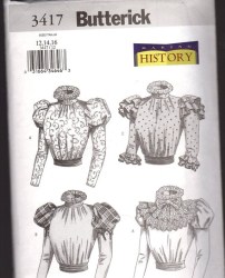 3417 HISTORIC BLOUSE, SASH,  DETACHABLE RUFFLE COLLAR 6-16